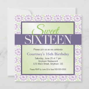 Invitación Dulces 16 Cumpleaños Margaritas Purpura