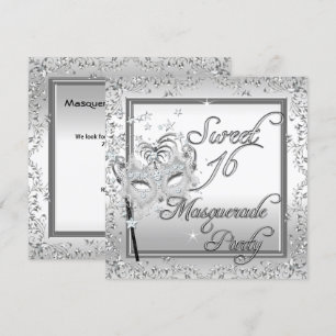 Invitación Dulces 16 Cumpleaños Mascarada Blanca