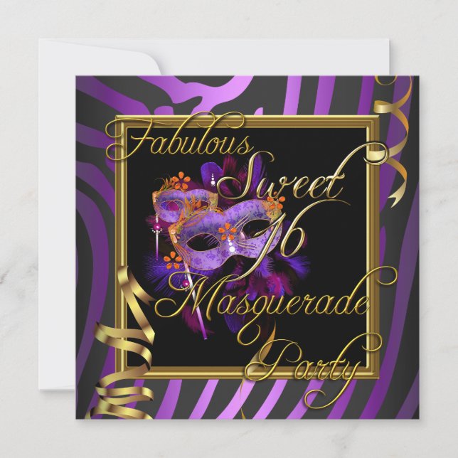 Invitación Dulces 16 Cumpleaños Mascarada Dulces Dieciséis Do (Anverso)