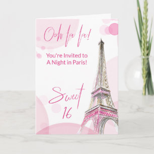 Invitación Dulces 16 Cumpleaños Rosa Blanco París Femenino
