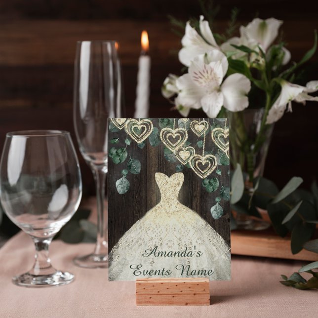 Invitación Dulces 16 Cumpleaños Vestido de Novia Verde Rustic (Subido por el creador)