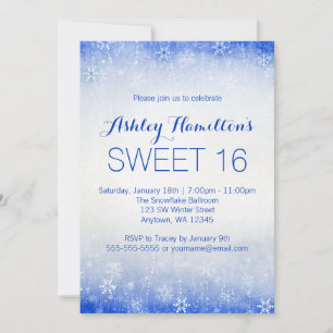 Invitación Dulces 16 Cumpleaños Vintage Azul Invierno Mágico