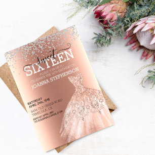 Invitación Dulces 16 Dieciséis Cumpleaños Fiesta Vestido Diam