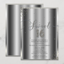 DULCES 16 Dieciséis Esquinas de Confeti Plateado G