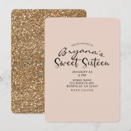 Invitación Dulces 16 Dieciséis Fiesta Brillo Dorado Moderno G