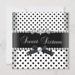 Invitación Dulces 16 Dieciséis Mancha Negra Plata Blanco