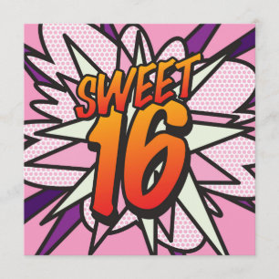 Invitación Dulces 16 divertido cumpleaños con temática de cóm
