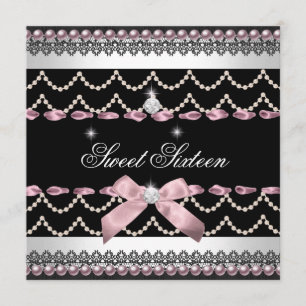Invitación Dulces 16 Dulces Dieciséis Blancas Rosadas Negras