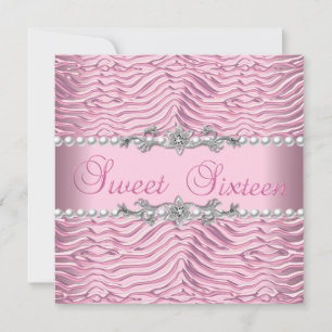 Invitación Dulces 16 Dulces Dieciséis Perla Blanca Cebra Rosa