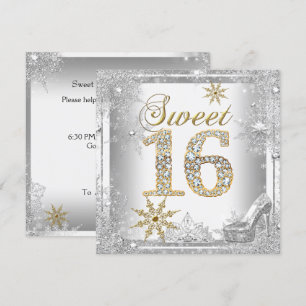 Invitación Dulces 16 Dulces Dieciséis Plata Blanco Oro Elite
