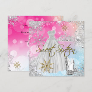 Invitación Dulces 16 Dulces Dieciséis Rosa Azul Oro Elite