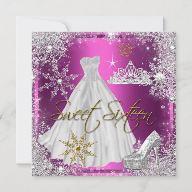 Invitación Dulces 16 Dulces Dieciséis Rosa Blanco Oro Elite (Anverso)