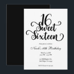 Invitación Dulces 16 Fiesta de Cumpleaños Blanco y Negro<br><div class="desc">Personalice para su evento.</div>
