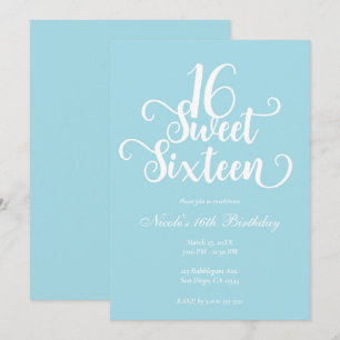 Invitación Dulces 16 Fiesta de Cumpleaños Chic Turquesa y Bla
