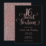 Invitación Dulces 16 Fiesta de Cumpleaños con Brillo Negro y<br><div class="desc">Personalice para su evento.</div>