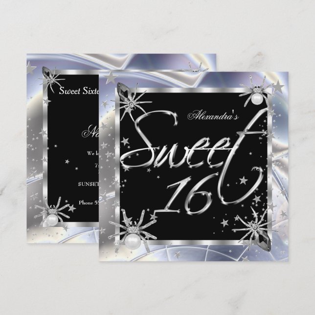 Invitación Dulces 16 Fiesta de Cumpleaños de las Arañas de Pl (Anverso / Reverso)