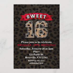 Invitación Dulces 16 Fiesta de Impresión de Leopardo Deportiv