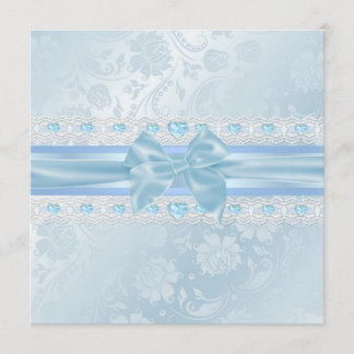 Invitación Dulces 16 Flores Azules y Lazo