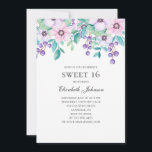 Invitación Dulces 16. Flores moradas y rosas. 16.º cumpleaños<br><div class="desc">Invitación dulce de 16 años con flores moradas y rosas. Contáctame,  por favor,  si necesitas artículos adicionales.</div>