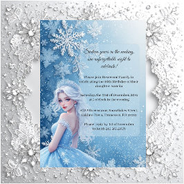 Invitación Dulces 16 Foto Personalizada de Plata Azul Hielo I
