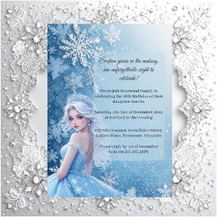 Invitación Dulces 16 Foto Personalizada de Plata Azul Hielo I