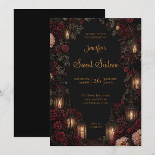 Invitación Dulces 16 góticos florales temperamentales
