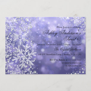 Invitación Dulces 16 Invierno Paisaje Mágico Brillo Copos de 