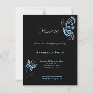 Invitación Dulces 16 Mariposas Azul Cielo Claro