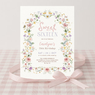 Invitación Dulces 16 Pastel Floral Prado Fiesta de Cumpleaños