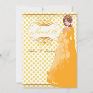 Invitación Dulces 16/ princesa/lunares