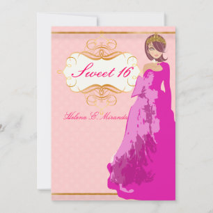Invitación Dulces 16/ princesa/lunares