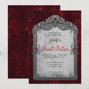 Invitación Dulces 16 Rojo Gótico