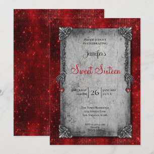 Invitación Dulces 16 Rojo Gótico