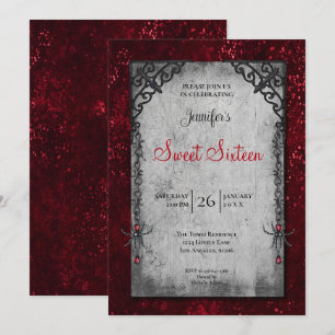Invitación Dulces 16 Rojo Gótico