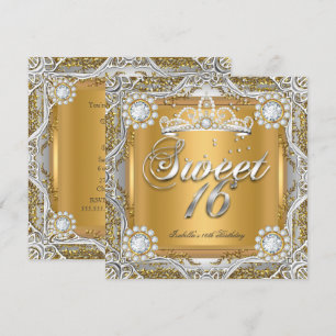 Invitación Dulces 16 Tiara Oro Plata Diamante Cumpleaños Fies