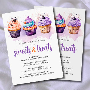 Invitación Dulces acuarelas y Retas Fiesta de Halloween
