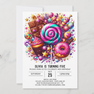 Invitación Dulces Adorables Candyland Cumpleaños Digital