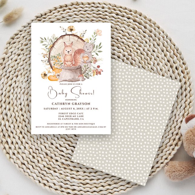Invitación Dulces amigos animales del bosque de madera para b (Subido por el creador)