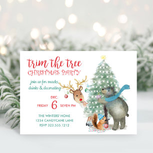 Invitación Dulces amigos del bosque recortando el árbol de Na