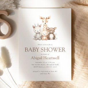 Invitación Dulces Animales de Peluche al Estilo Boho Acuarela