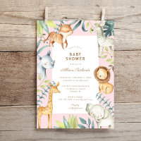 Dulces animales de safari chica rosa ducha de bebé