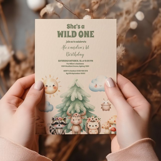 Invitación Dulces animales de Woodland Primer cumpleaños (Subido por el creador)
