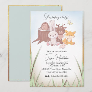 Invitación Dulces Animales del Bosque Baby Shower