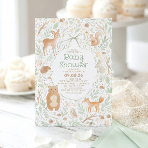 Invitación Dulces Animales del Bosque Fiesta de Bebé