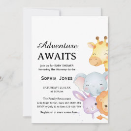 Invitación Dulces Animales del Bosque Neutros para Baby Showe