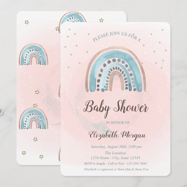 Invitación Dulces Arcoíris Cumpleaños de Bebé (Anverso / Reverso)