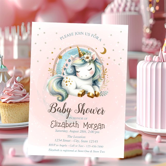 Invitación Dulces Arcoíris Estrellas Unicornio Baby Shower (Subido por el creador)