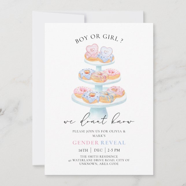 Invitación Dulces azules y rosados, revelan género de bebés (Anverso)