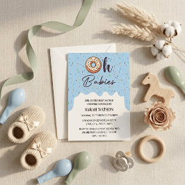 Invitación Dulces Bebés Donas para Bebés Gemelos Bañito de Ni