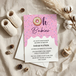 Invitación Dulces Bebés Donas para Gemelas Bautizo de Bebé Ni